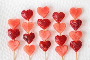 heart shaped strawberry skewers